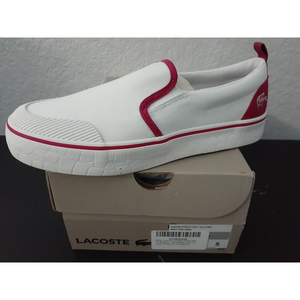 Lacoste Kid's GAZON CROCO Shoes 5M US Big Kid White